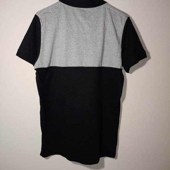 French Connection polo with contrast panel and collar in black and gray size XL - Picture 8 of 10